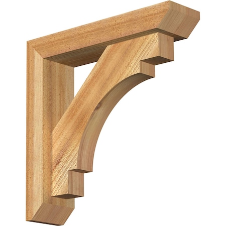Ekena Millwork Merced Slat Rough Sawn Bracket w/ Offset Brace, Western Red Cedar, 4"W x 16"D x 16"H BKT0402X16X16MRC06RWR